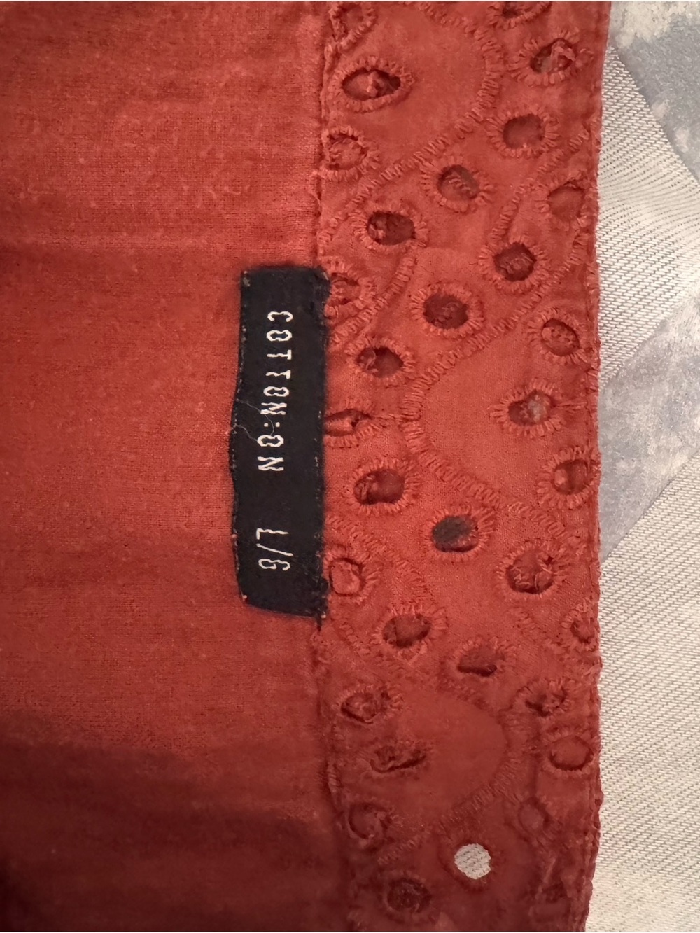 Eyelet Ruffle Mini Skirt - Rust - Picture 3 of 6